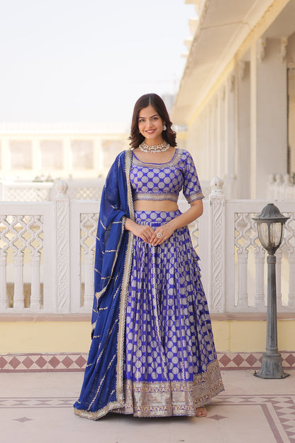 DESIGNER PURE VISCOSE JACQUARD LEHENGA CHOLI WITH DUPATTA