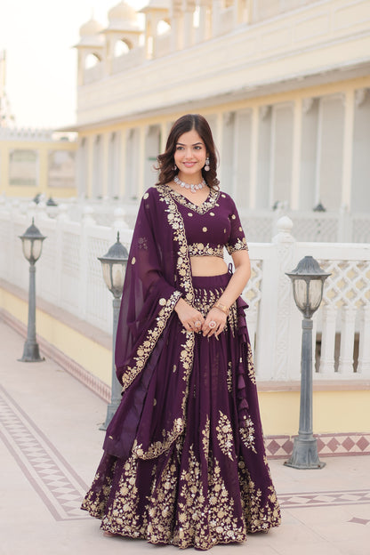 GEORGETTE SEQUINS EMBROIDERED WORK LEHENGA CHOLI