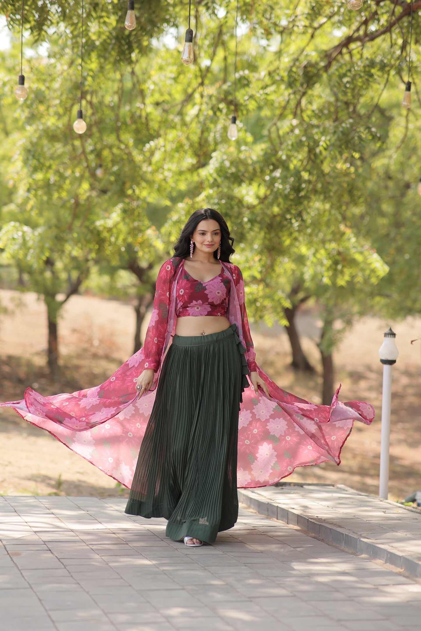 ELEGANT AND TIMELESS LEHENGA CHOLI COLLECTION WITH CRUSH PLEATING