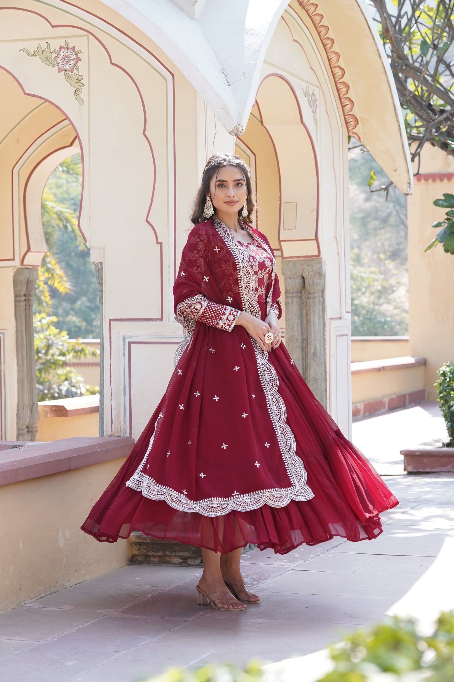 VISCOSE DYABLE JACQUARD GOWN WITH SEQUINS EMBROIDERY AND DUPATTA SET