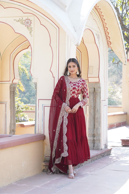 VISCOSE DYABLE JACQUARD GOWN WITH SEQUINS EMBROIDERY AND DUPATTA SET