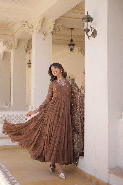 STUNNING DESIGNER EMBROIDERED WORK GOWN WITH DUPATTA SET