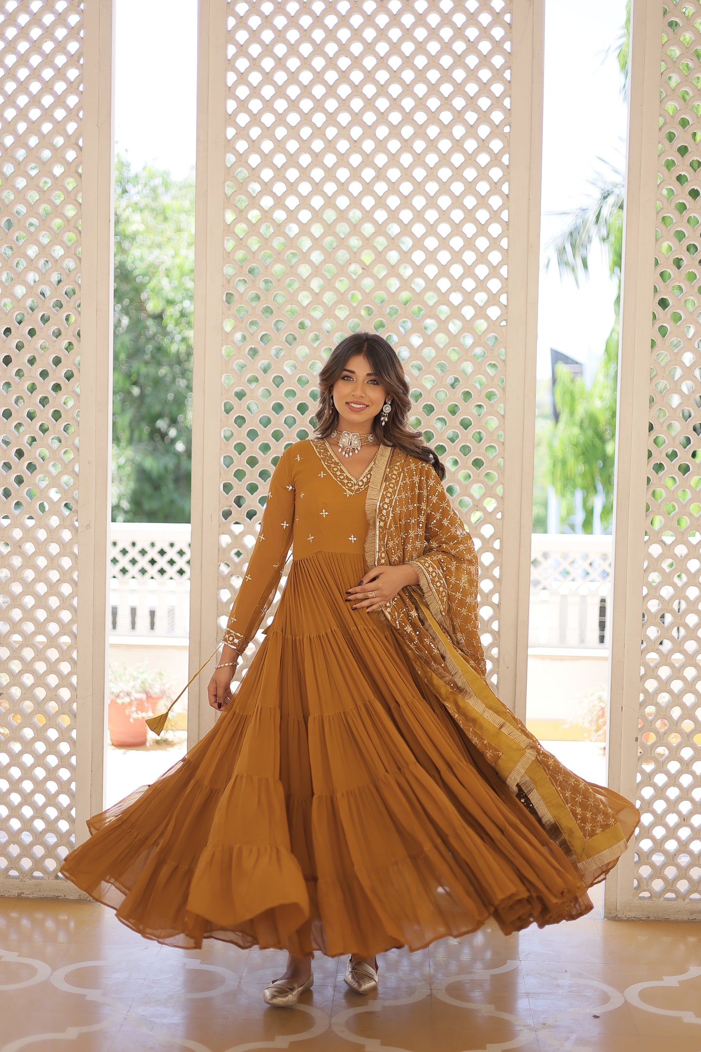 STUNNING DESIGNER EMBROIDERED WORK GOWN WITH DUPATTA SET