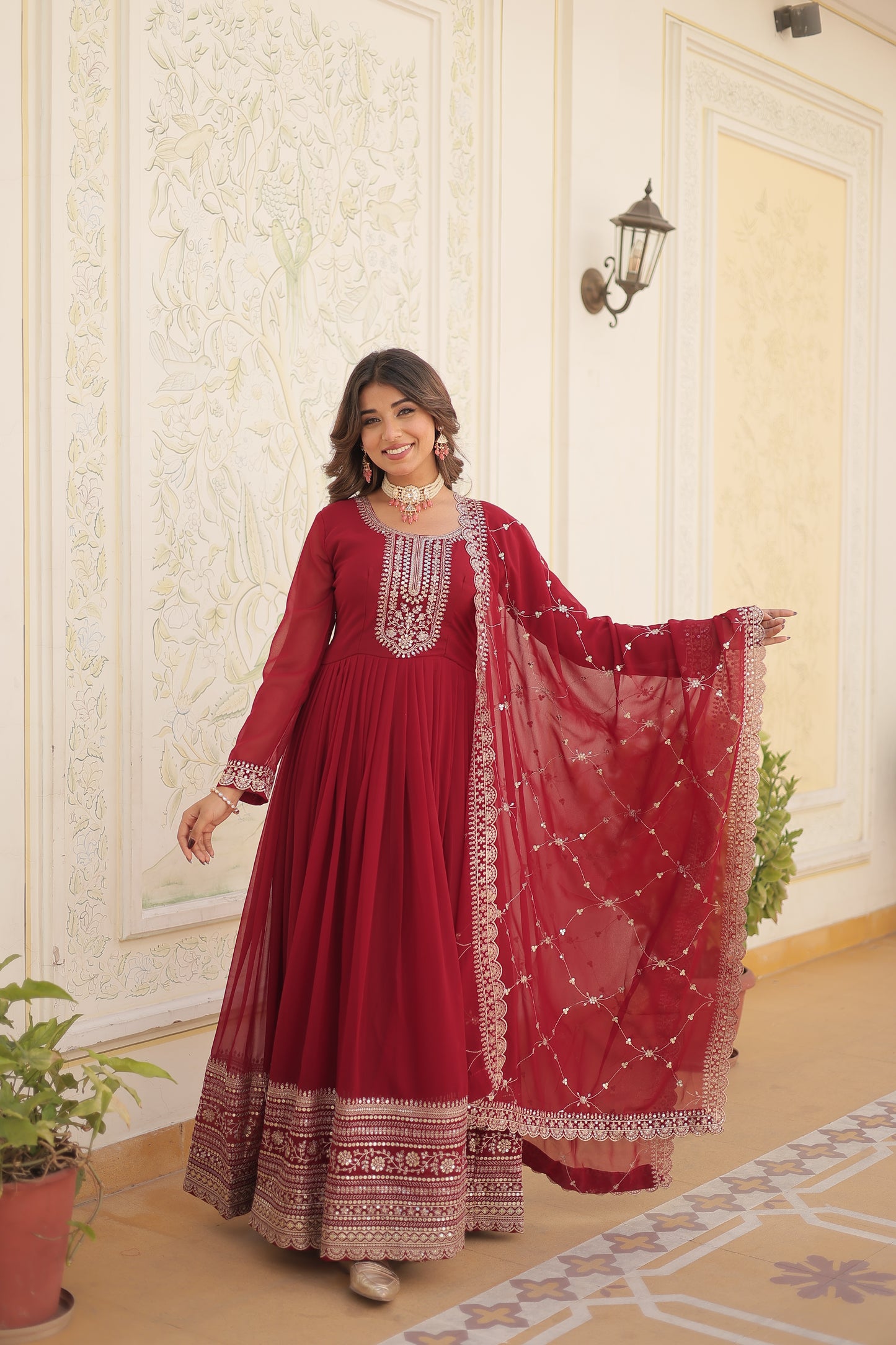 DESIGNER SEQUINS EMBROIDERED STYLISH GOWN WITH DUPATTA SET