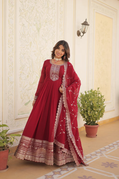 DESIGNER SEQUINS EMBROIDERED STYLISH GOWN WITH DUPATTA SET