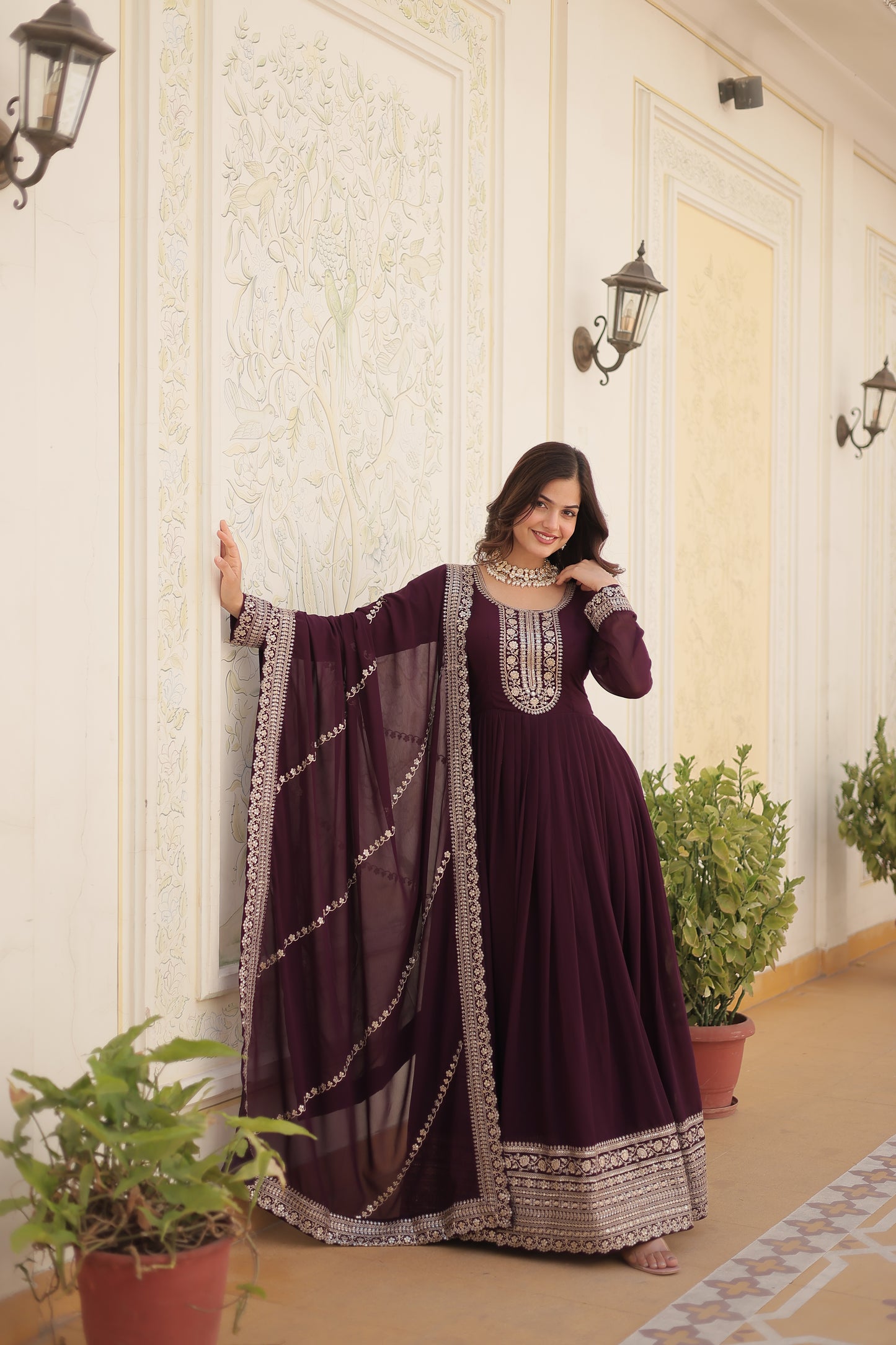 DESIGNER SEQUINS EMBROIDERED STYLISH GOWN WITH DUPATTA SET