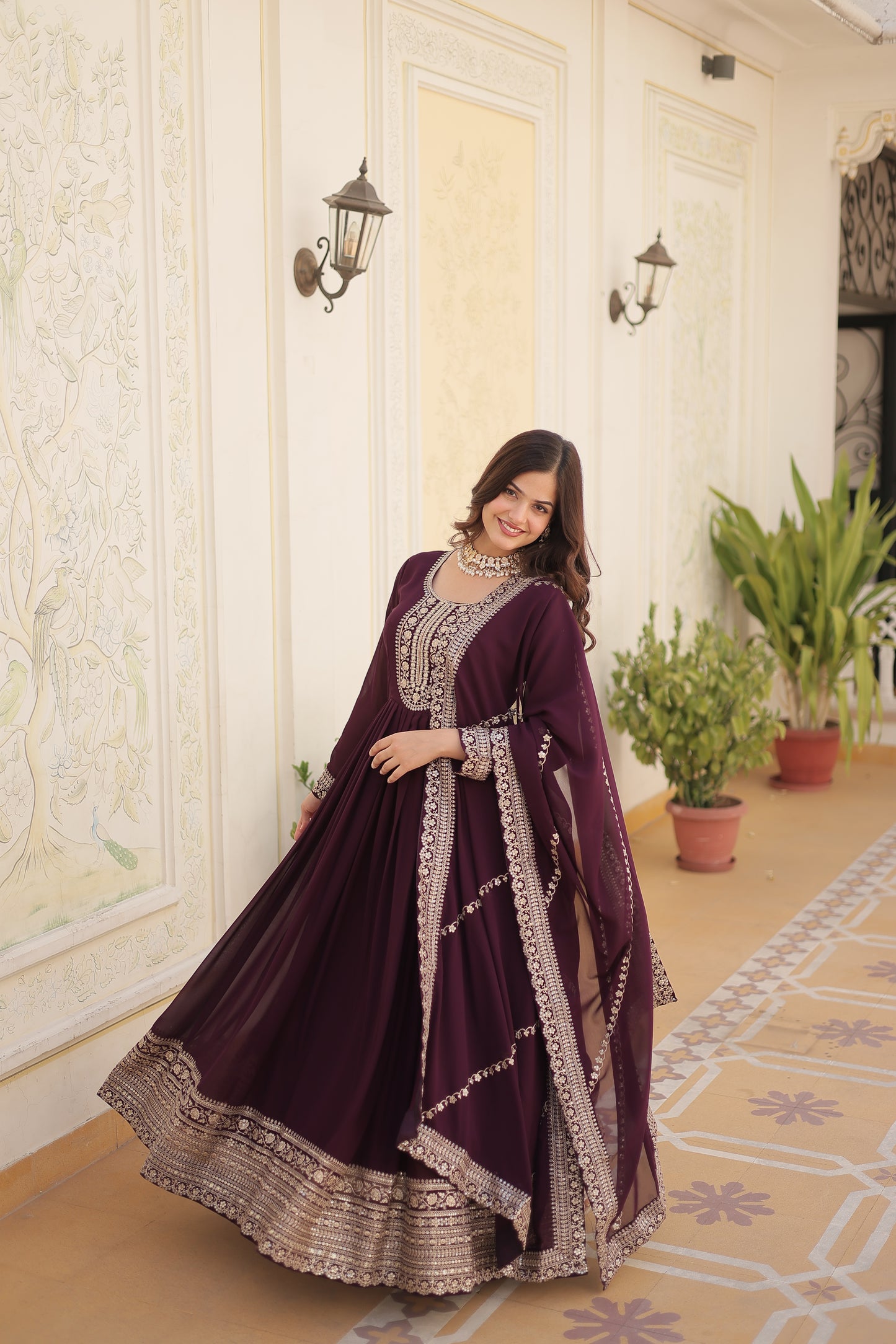 DESIGNER SEQUINS EMBROIDERED STYLISH GOWN WITH DUPATTA SET