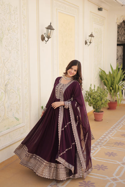 DESIGNER SEQUINS EMBROIDERED STYLISH GOWN WITH DUPATTA SET