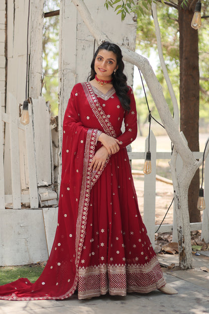 ELEGANT BLOOMING ANARKALI GOWN WITH INTRICATE SEQUINS WORK