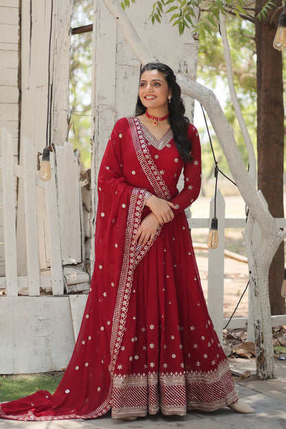 ELEGANT BLOOMING ANARKALI GOWN WITH INTRICATE SEQUINS WORK