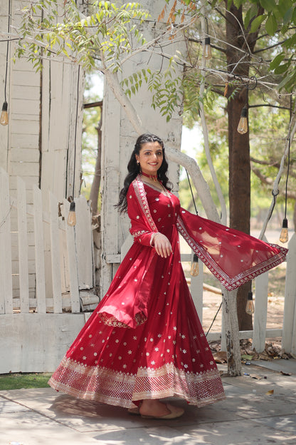 ELEGANT BLOOMING ANARKALI GOWN WITH INTRICATE SEQUINS WORK