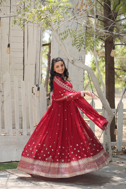 ELEGANT BLOOMING ANARKALI GOWN WITH INTRICATE SEQUINS WORK