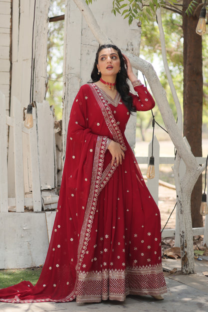 ELEGANT BLOOMING ANARKALI GOWN WITH INTRICATE SEQUINS WORK