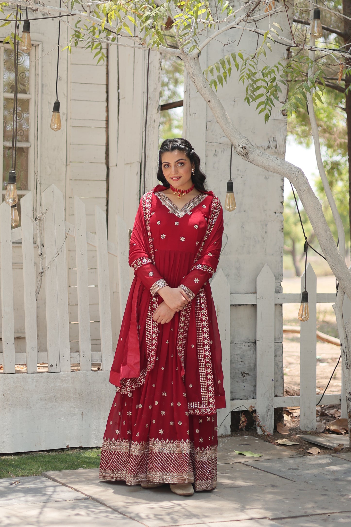 ELEGANT BLOOMING ANARKALI GOWN WITH INTRICATE SEQUINS WORK