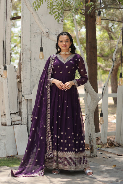 ELEGANT BLOOMING ANARKALI GOWN WITH INTRICATE SEQUINS WORK