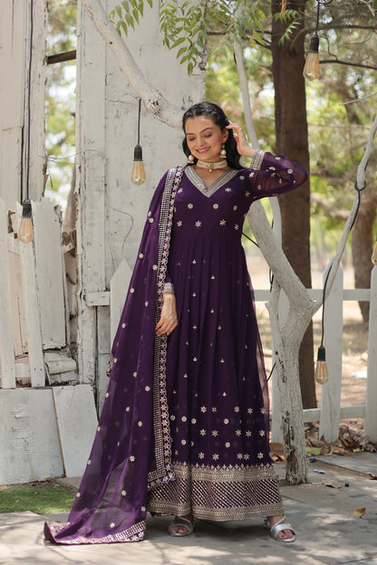 ELEGANT BLOOMING ANARKALI GOWN WITH INTRICATE SEQUINS WORK